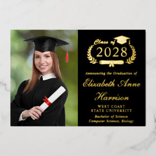 Elegant Photo College Black Graduation Party