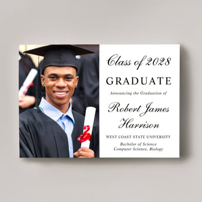 Elegant Photo College Graduation Announcement (Cherish the milestone: share your graduate's achievement with a custom photo graduation announcement)