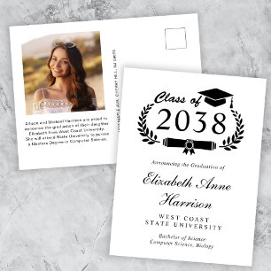 Elegant Photo College Graduation Announcement Postcard