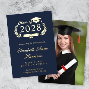 Elegant Photo College Graduation Foil Announcement
