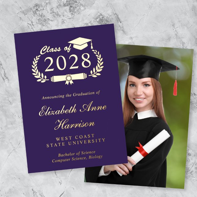 Elegant Photo College Graduation Foil Announcement (An elegant college graduation foil announcement to celebrate the graduate's achievements)