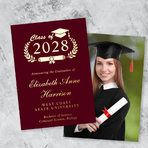 Elegant Photo College Graduation Foil Announcement
