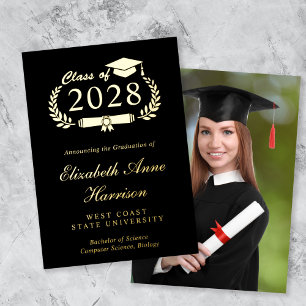 Elegant Photo College Graduation Foil Announcement