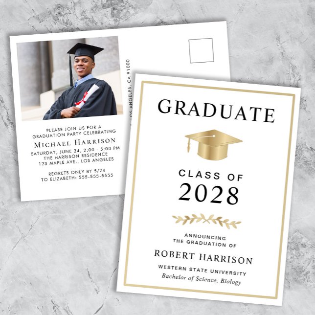 Elegant Photo College Graduation Party Invitation Postcard (Creator Uploaded)