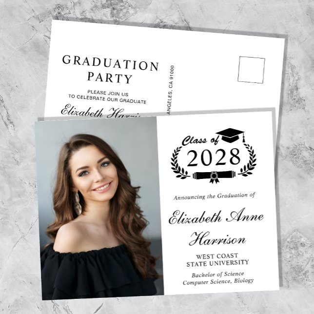 Elegant Photo College Graduation Party Invitation Postcard (Creator Uploaded)