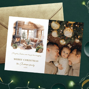 Elegant photo Cosy Home Christmas Holiday Postcard