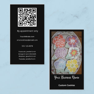 Elegant Photo Custom Cookies Bakery Custom QR Code Business Card