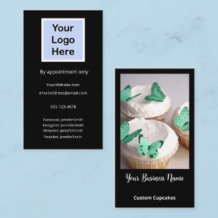 Elegant Photo Custom Cupcakes Bakery Custom Logo Business Card
