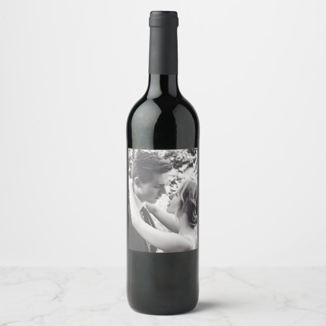 ELEGANT PHOTO CUSTOM WEDDING WINE LABEL (Front)