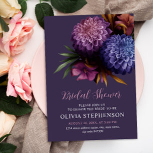 Elegant Photo Dahlia Minimalist Bridal Shower Invitation