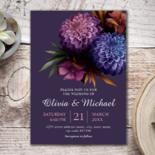 Elegant Photo Dahlia Minimalist Wedding Invitation