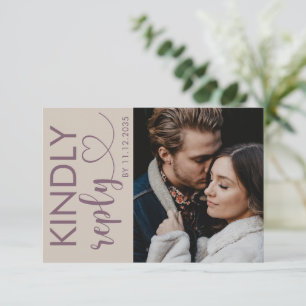 Elegant Photo Dusty Rose & Beige Wedding RSVP Card