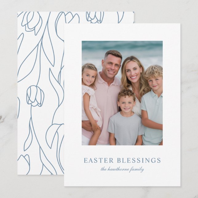 Elegant Photo Easter Blessings  Holiday Card (Front/Back)
