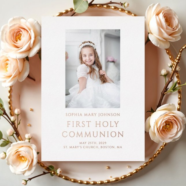 Elegant Photo First Communion Gold (Elegant Photo First Communion Gold Foil Invitation)