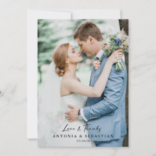 Elegant Photo Flat Wedding Thank You Card