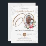 Elegant Photo Floral 60th Birthday  Invitation<br><div class="desc">Elegant Photo Floral 60th Birthday Invitation. A delicate and feminine floral and botanical themed 60th birthday party invitation. It features beautiful flowers surrounding the photo of the birthday person all with a hint of vintage classiness! The designer is always ready to help, contact her if you need help with this...</div>