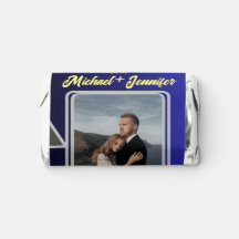 Elegant Photo Floral Blue Wedding Candy Favours