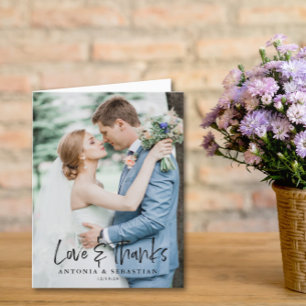 Elegant Photo Folded  Wedding Thank You Card