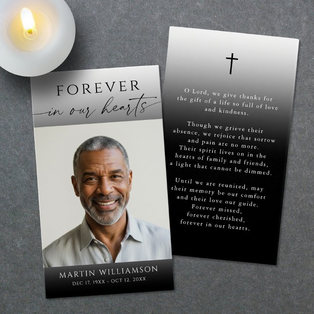 Elegant Photo Forever Hearts Cross Prayer Card (Creator Uploaded)