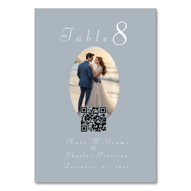 Elegant Photo frame Qr Code Table Card (Front)