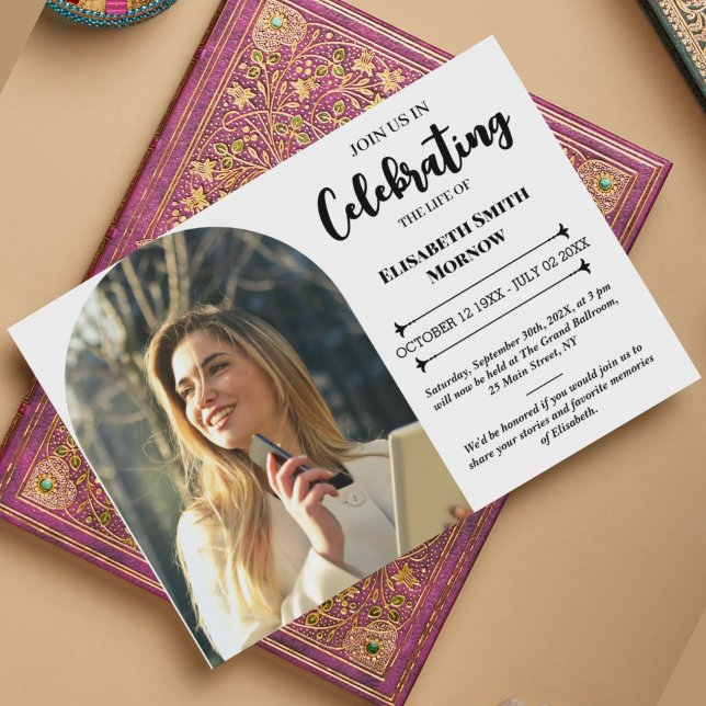 Elegant Photo Funeral – Celebration of Life Invitation (Elegant Photo Funeral Invitation – Celebration of Life)