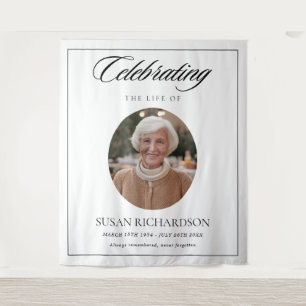 Elegant Photo Funeral Memorial Banner Tapestry