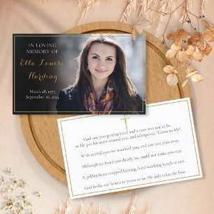 Elegant Photo Funeral Memorial Prayer Cards