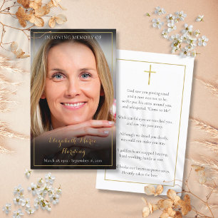 Elegant Photo Funeral Memorial Prayer Cards