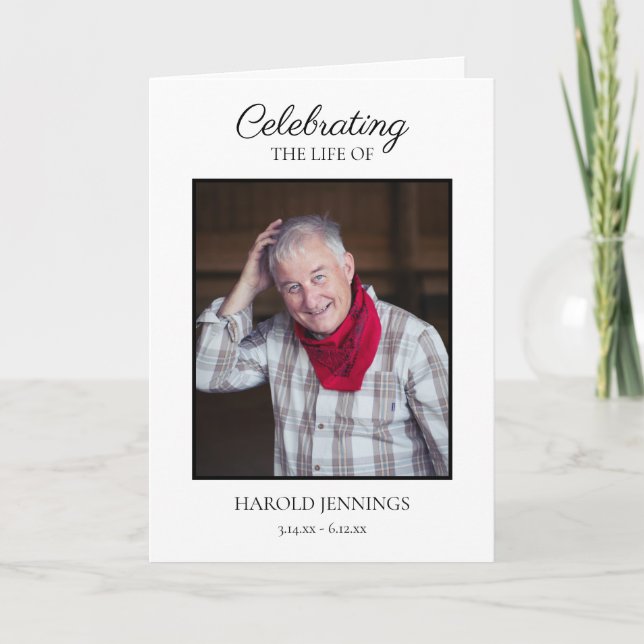 Elegant Photo Funeral Memorial Programme (Front)