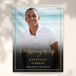 Elegant Photo Funeral Memorial Service Sign