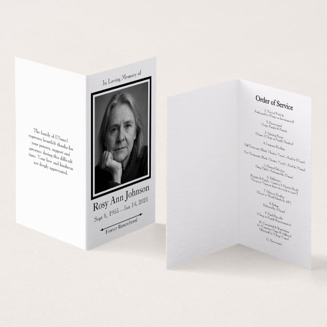 Elegant Photo Funeral Order of Service Program  (Inside and Outside)