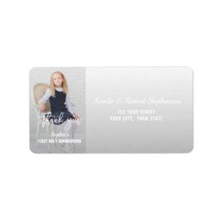 Elegant Photo Girl Gold Cross First Holy Communion Label