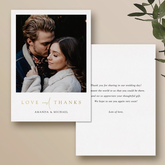 Elegant Photo Gold Foil Wedding Thank You Card (Creator Uploaded)