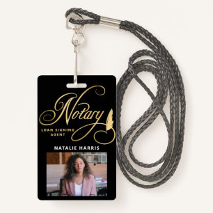 Elegant Photo Gold Notary Loan Agent  Badge ID Badge