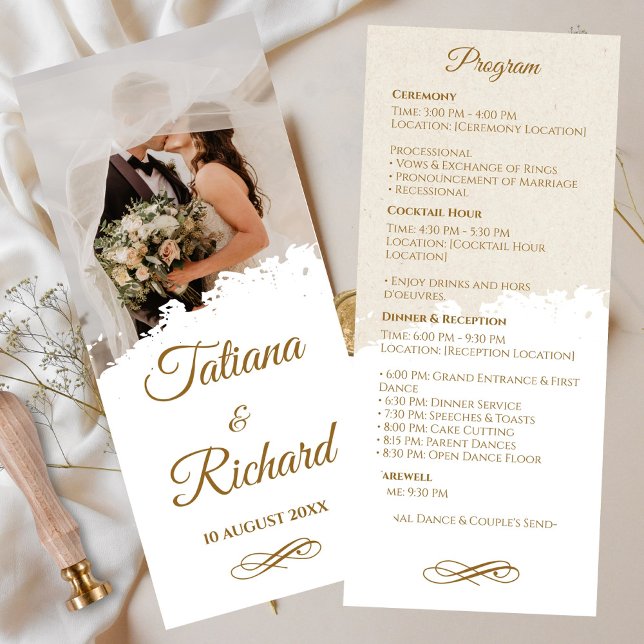 Elegant Photo & Gold Script Wedding Program Programme (elegant-photo-gold-script-wedding-program )