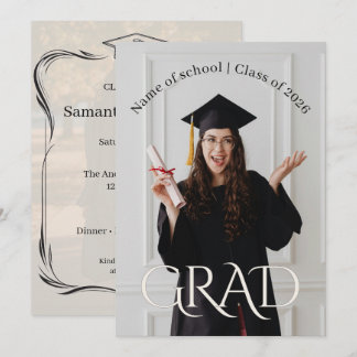 Elegant Photo Grad Party | Modern Minimalist Grad  Invitation