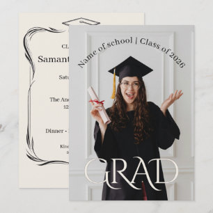 Elegant Photo Grad Party   Modern Minimalist Grad  Invitation