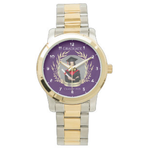 Elegant Photo Graduation Purple and Gold Watch