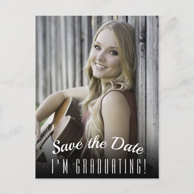 Elegant Photo Graduation Save the Date Postcard (Front)