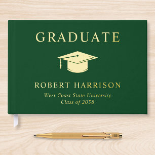 Elegant Photo Green Graduation Party Guest Book