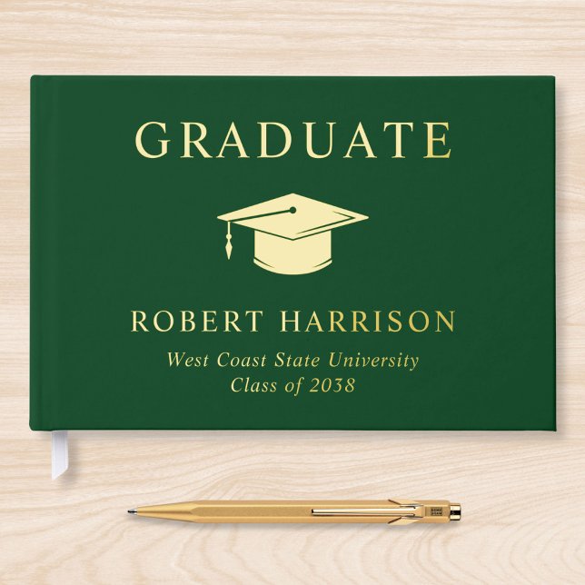 Elegant Photo Green Graduation Party Guest Book (Creator Uploaded)