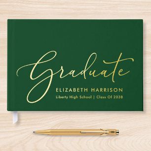 Elegant Photo Green Graduation Party Guest Book