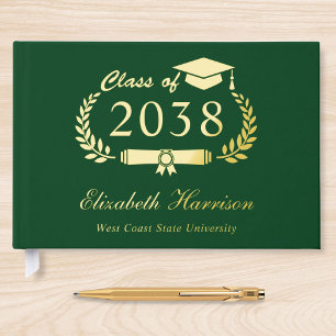 Elegant Photo Green Graduation Party Guest Book