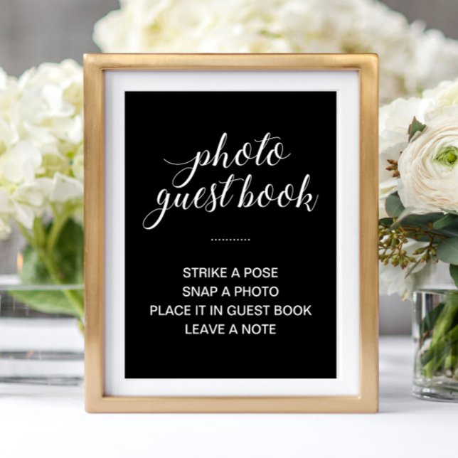 Elegant Photo Guest Book Black Wedding Sign (Creator Uploaded)