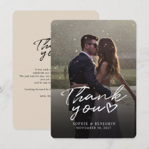 Elegant Photo Hand-Lettered Wedding Thank You Card
