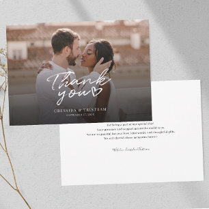 Elegant Photo Hand-Lettered Wedding Thank You Card