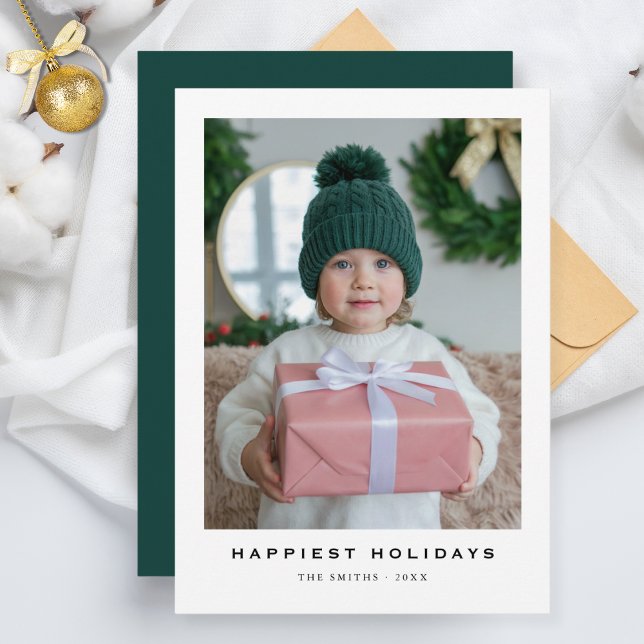  Elegant Photo Happiest Holidays Chirstmas Card (Creator Uploaded)