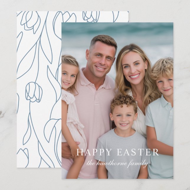 Elegant Photo Happy Easter  Holiday Card (Front/Back)