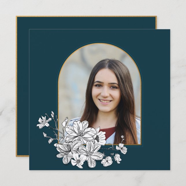 Elegant Photo Hebrew Bat Mitzvah Invitation (Front/Back)