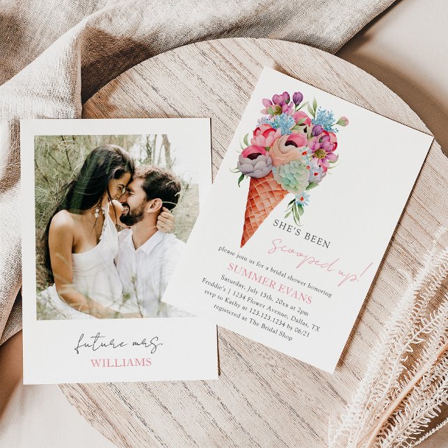 Elegant Photo Ice Cream Scooped Up Bridal Shower Invitation (Creator Uploaded)